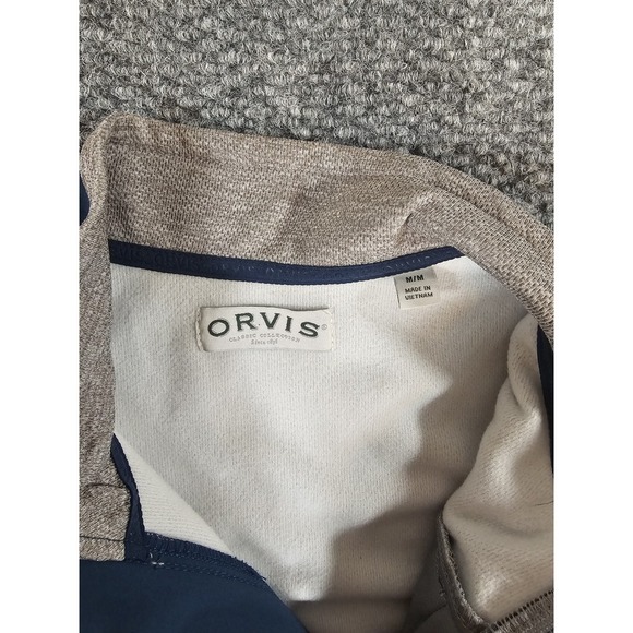 Orvis Jacket Mens Medium Gray Blue Fleece Coat Outdoor Hike Camp Mock Work Cabin - Picture 5 of 9
